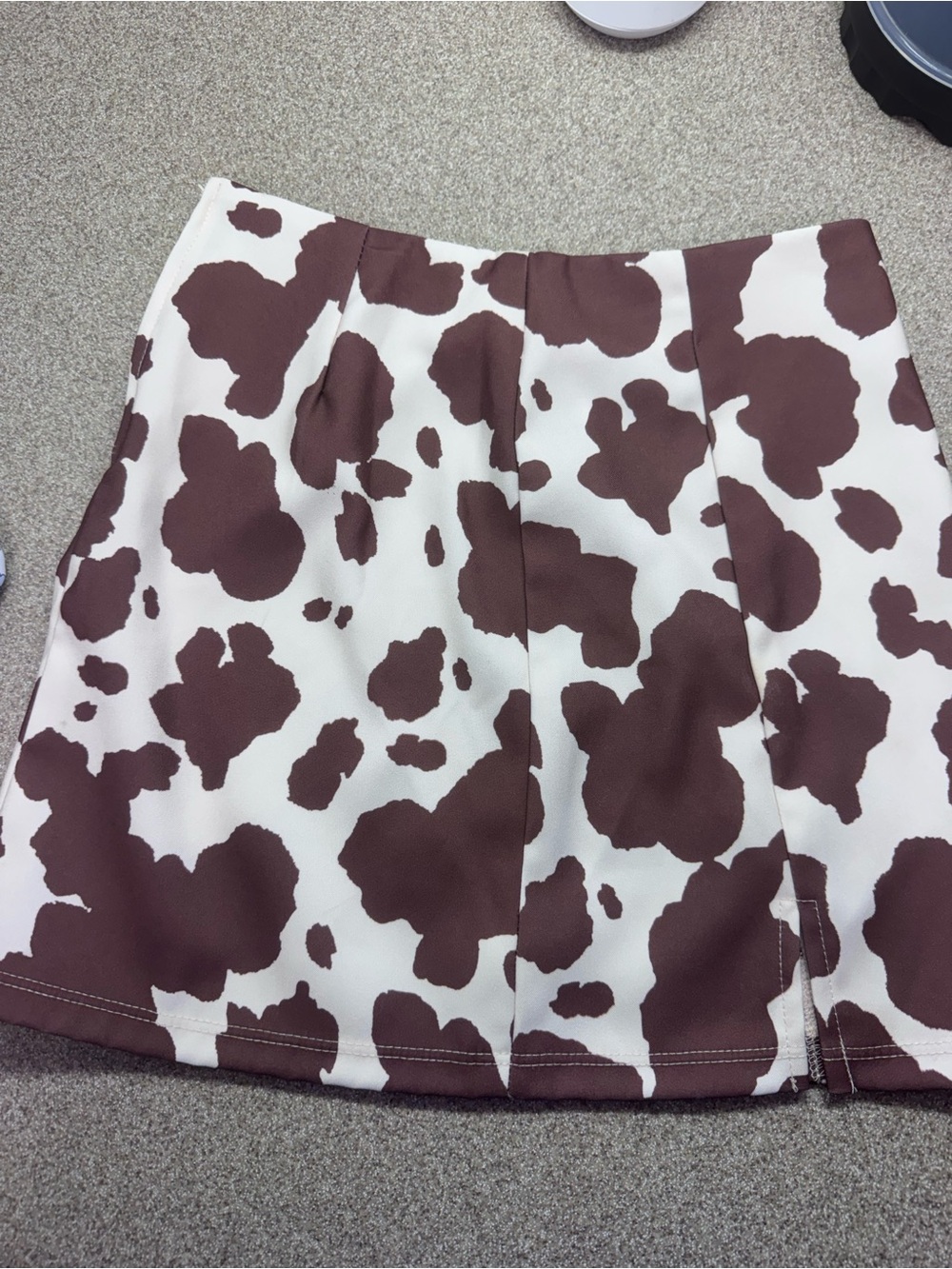 Brown & White Printed Mini Skirt